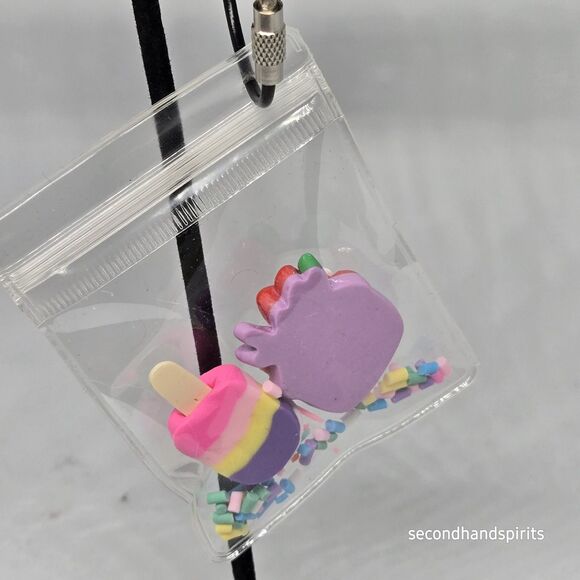 My Pretties Cute Dessert Charm Keychain w Cupcake, Popsicle & Sprinkle Confetti - Picture 2 of 3